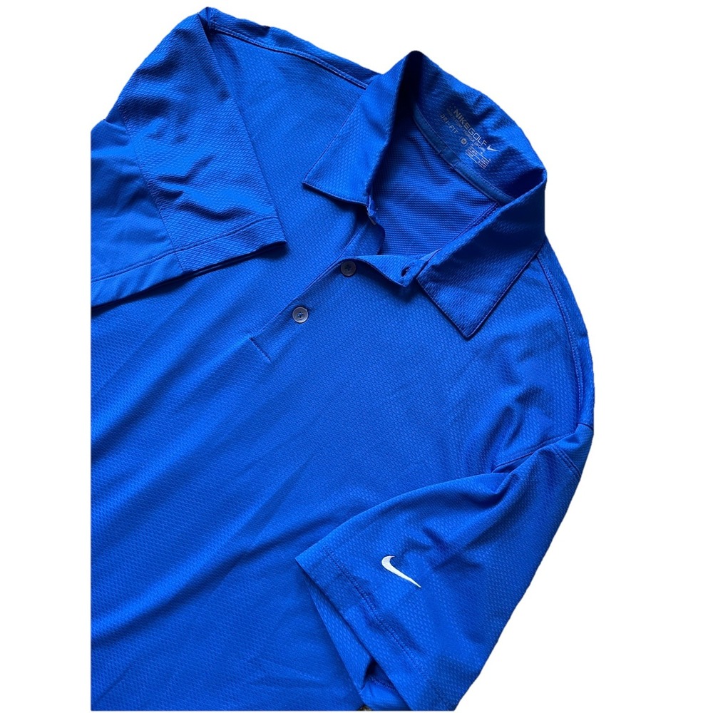 Nike Dri-Fit Golf Men's Short Sleeve Polo Shirt Size Medium Blue Logo Swoosh